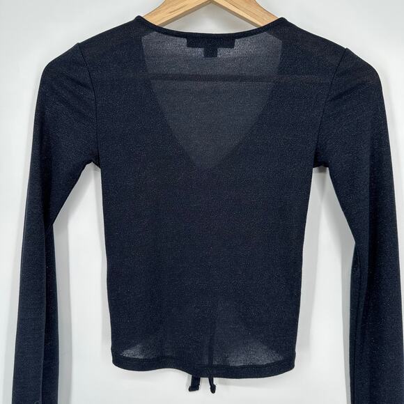 ALLSAINTS Rina Glitz Ruched Long Sleeve Sparkle Top, Navy Blue - Picture 10 of 13
